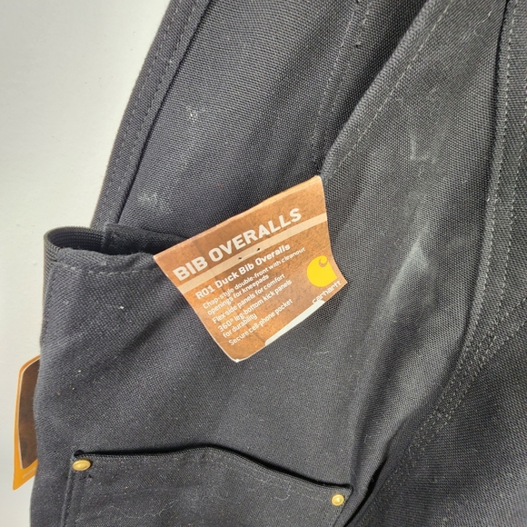 Carhartt Men's Duck Bib Unlined Overalls Workwear Black Size 32x32 - Picture 10 of 11